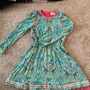 Matilda Jane 425 Beautiful long sleeve dress. Pretty green/blue print. Size 8